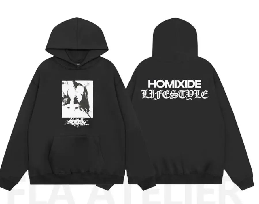 Black Statement Bold Artwork Graphic Hoodie