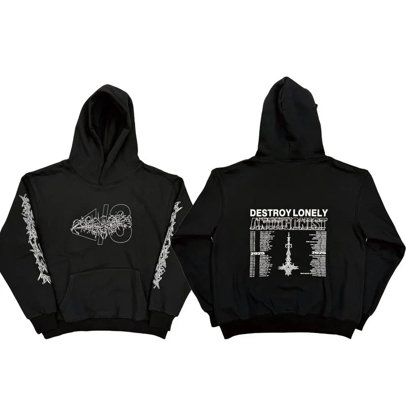 Black Statement Bold Print Graphic Hoodie