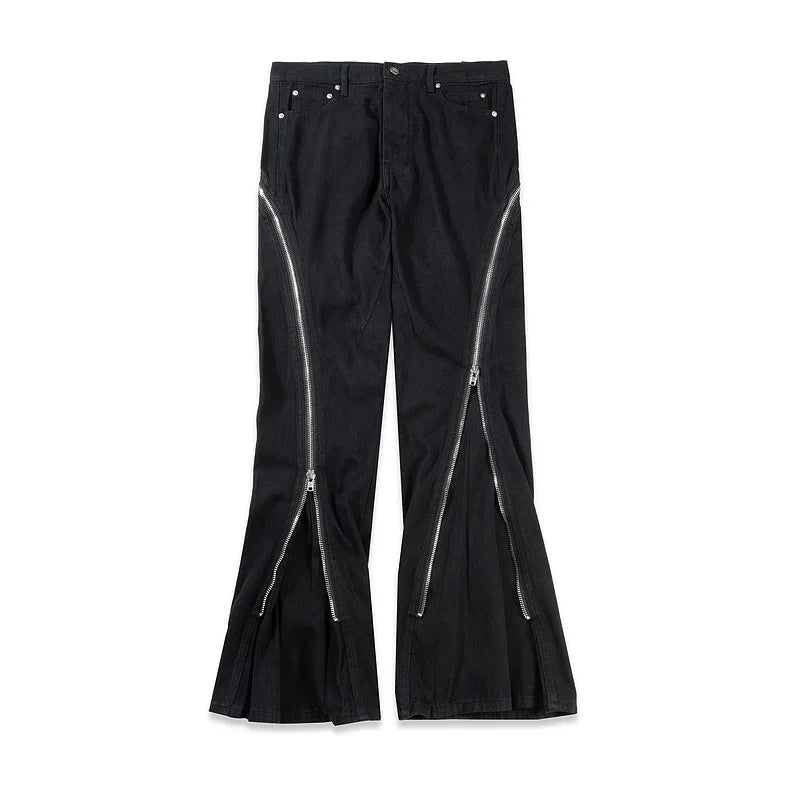 Black Folding Straight-Leg Jeans