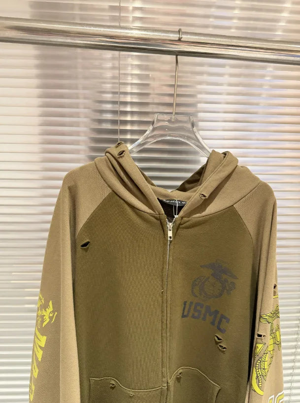 Green Marine Corps Graphic Hoodie