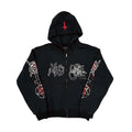Black Statement Graphic Zip Hoodie