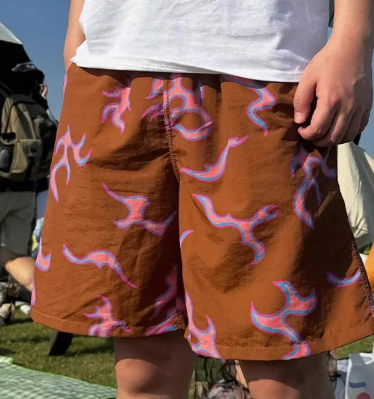 Red Flame Fleur Creator Graphic Shorts