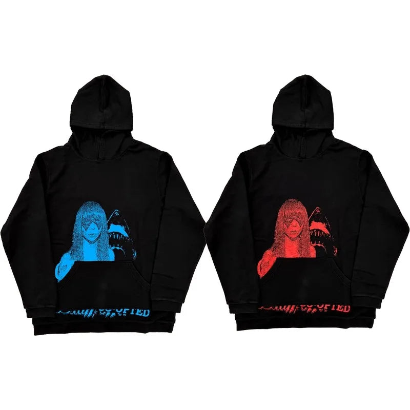 Black Raf Shark Consumed Graphic Hoodie