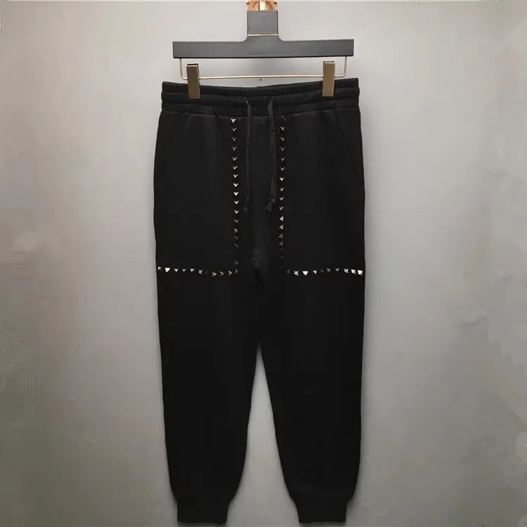 Black Side Metal Rivets Cargo Pants