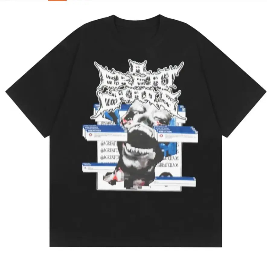 Black Statement Retro Illustration Graphic Tee