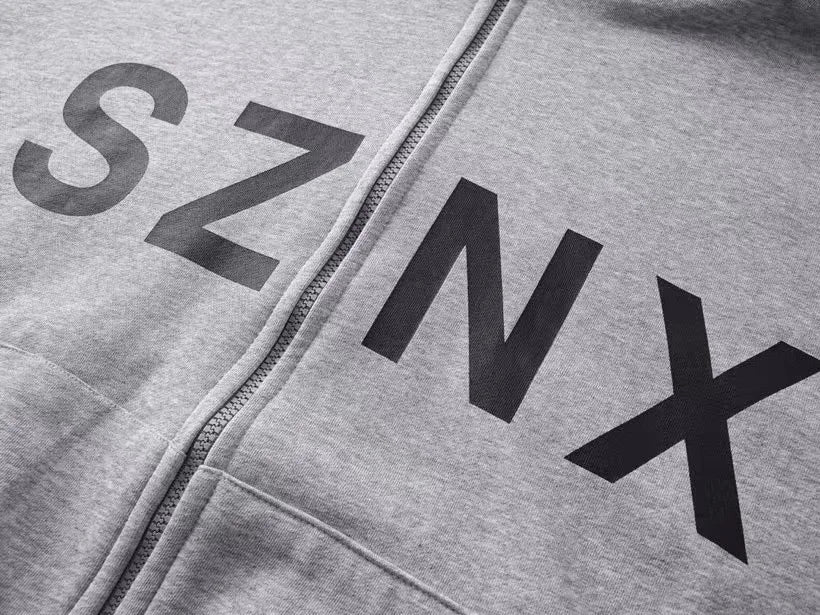 Beige Sznx China Graphic Zip Hoodie