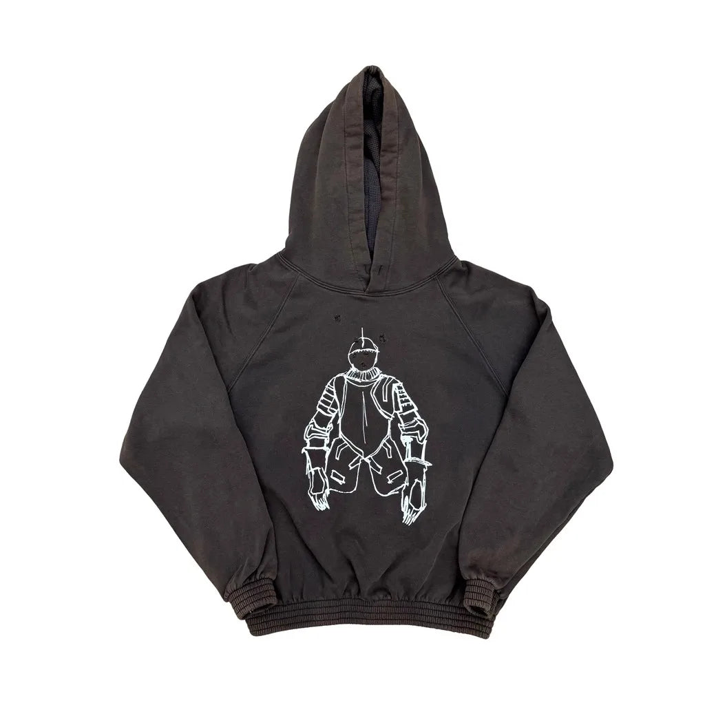 Charcoal Knight Graphic Zip Hoodie