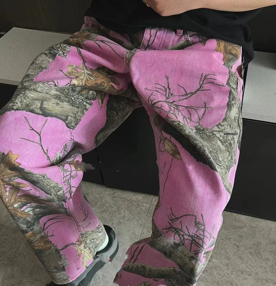 Camo Pink Beach Graphic Jeans