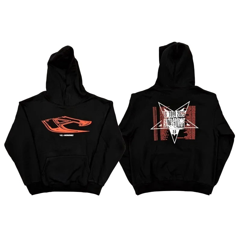 Black Cross Bold Print Graphic Hoodie