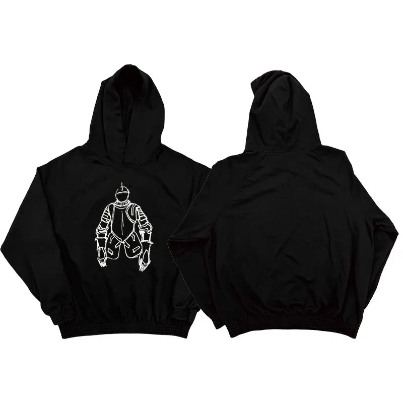 Charcoal Knight Graphic Zip Hoodie