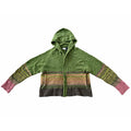 Green Striped Knit Cardigans Zip Cardigan