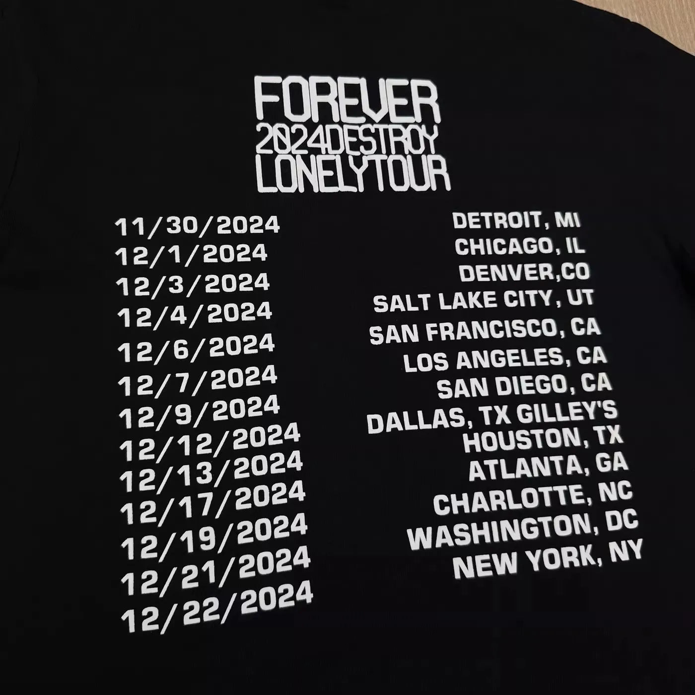 Black Rhinestone Destory Lonely Graphic Tee