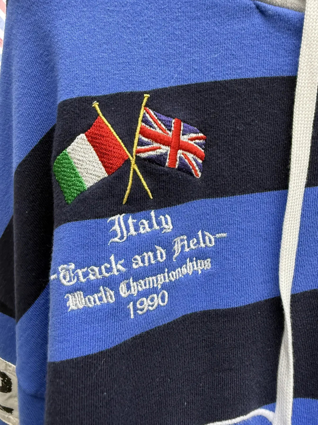 Beige Striped Great Britain Graphic Hoodie