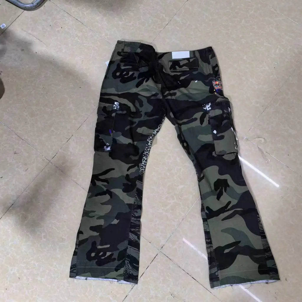 Beige Camouflage Leopard Tactical Cargo Pants