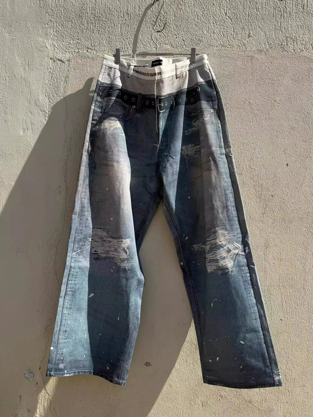 Blue Dual Waist Graphic Jeans