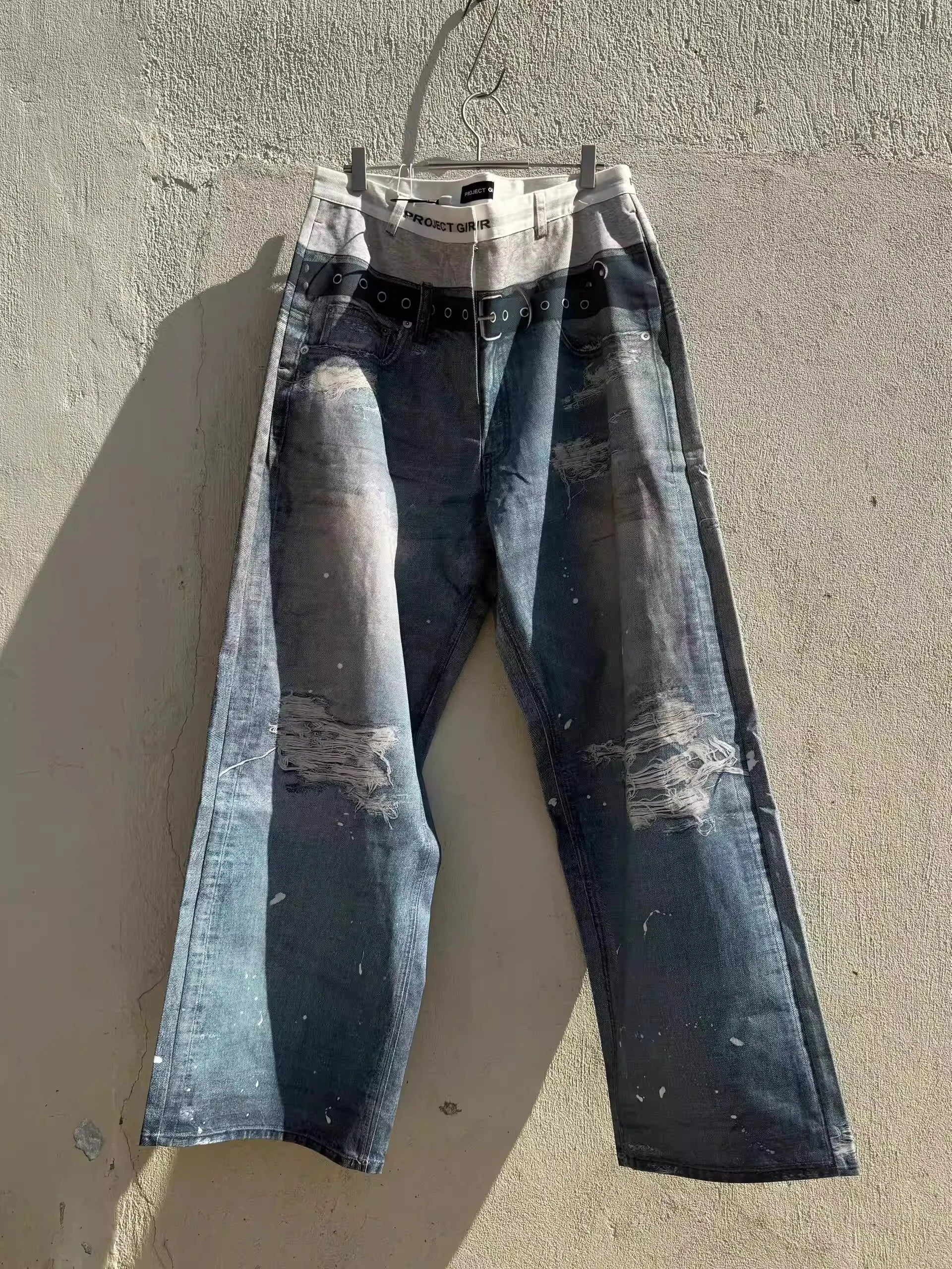 Blue Dual Waist Graphic Jeans