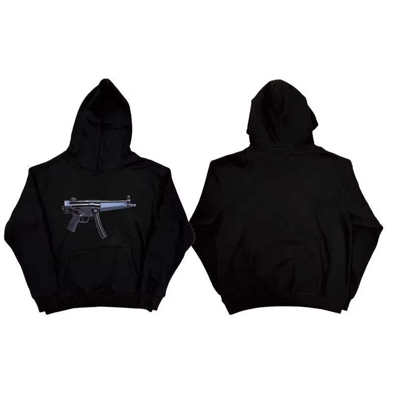 Black Smg Submachine Gun Graphic Hoodie