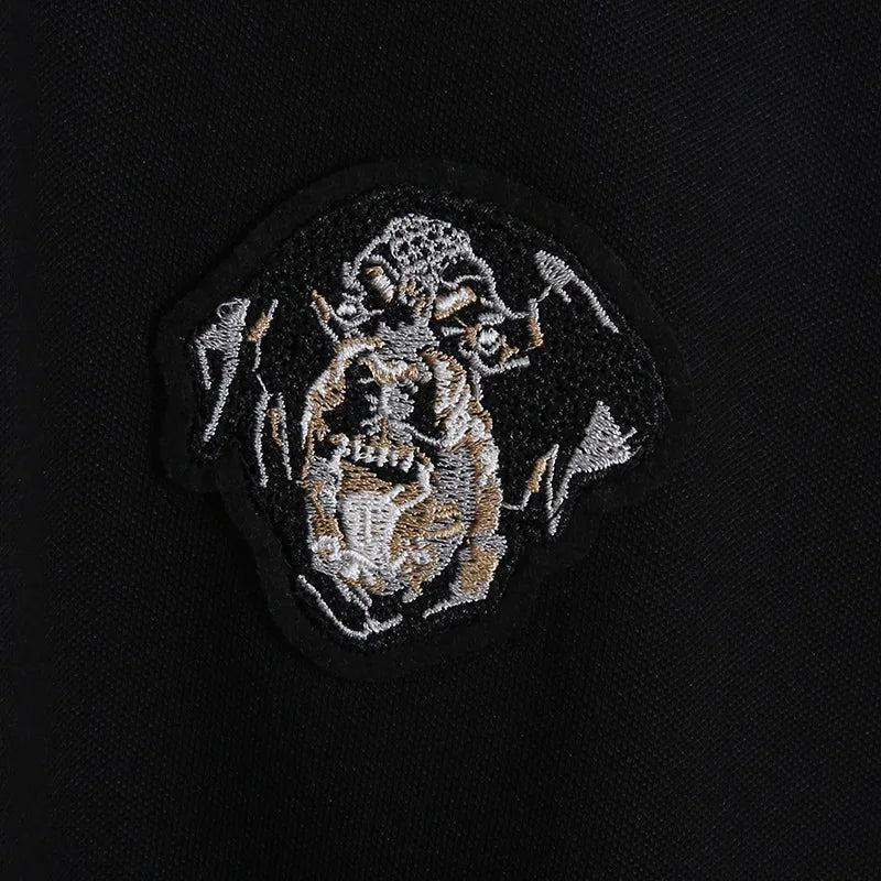 Charcoal Striped Collar Spider Polo Shirt