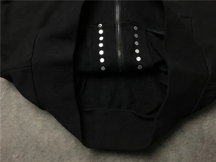 Black Metal Rivets Graphic Hoodie