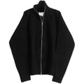 Grey Zippers Knit Cardigans Zip Cardigan