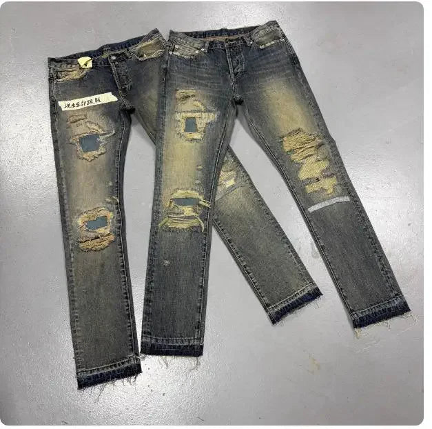 Gray Thunderbolt Straight-Leg Jeans
