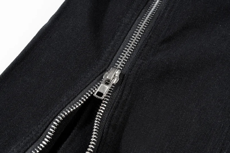 Black Folding Straight-Leg Jeans