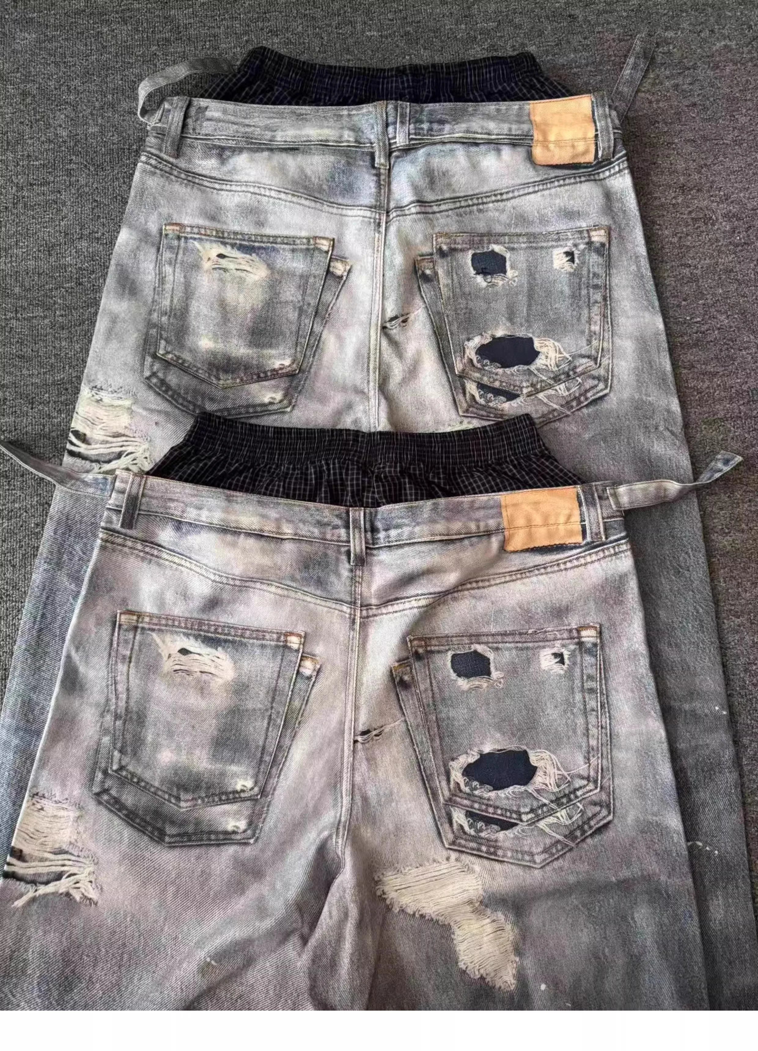 Gray Dual Waist Graphic Jeans