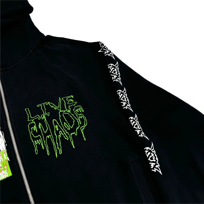 Black Hate Bold Print Graphic Hoodie