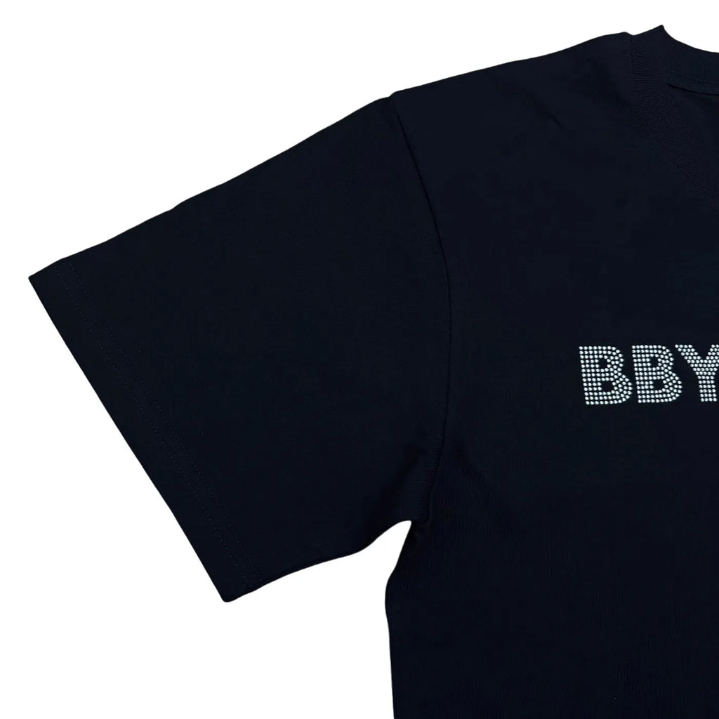 Black Rhinestone Destory Lonely Graphic Tee