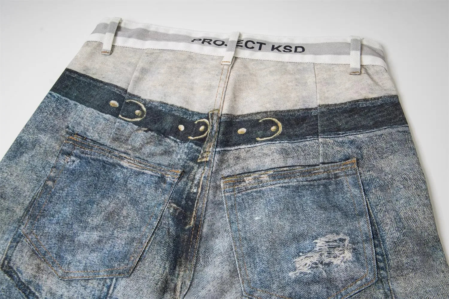 Blue Dual Waist Graphic Jeans