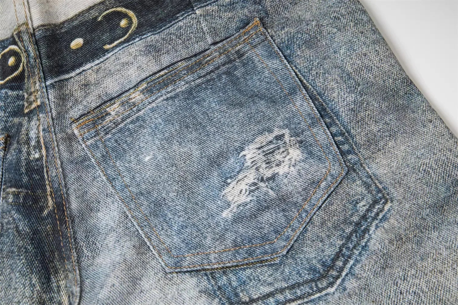 Blue Dual Waist Graphic Jeans