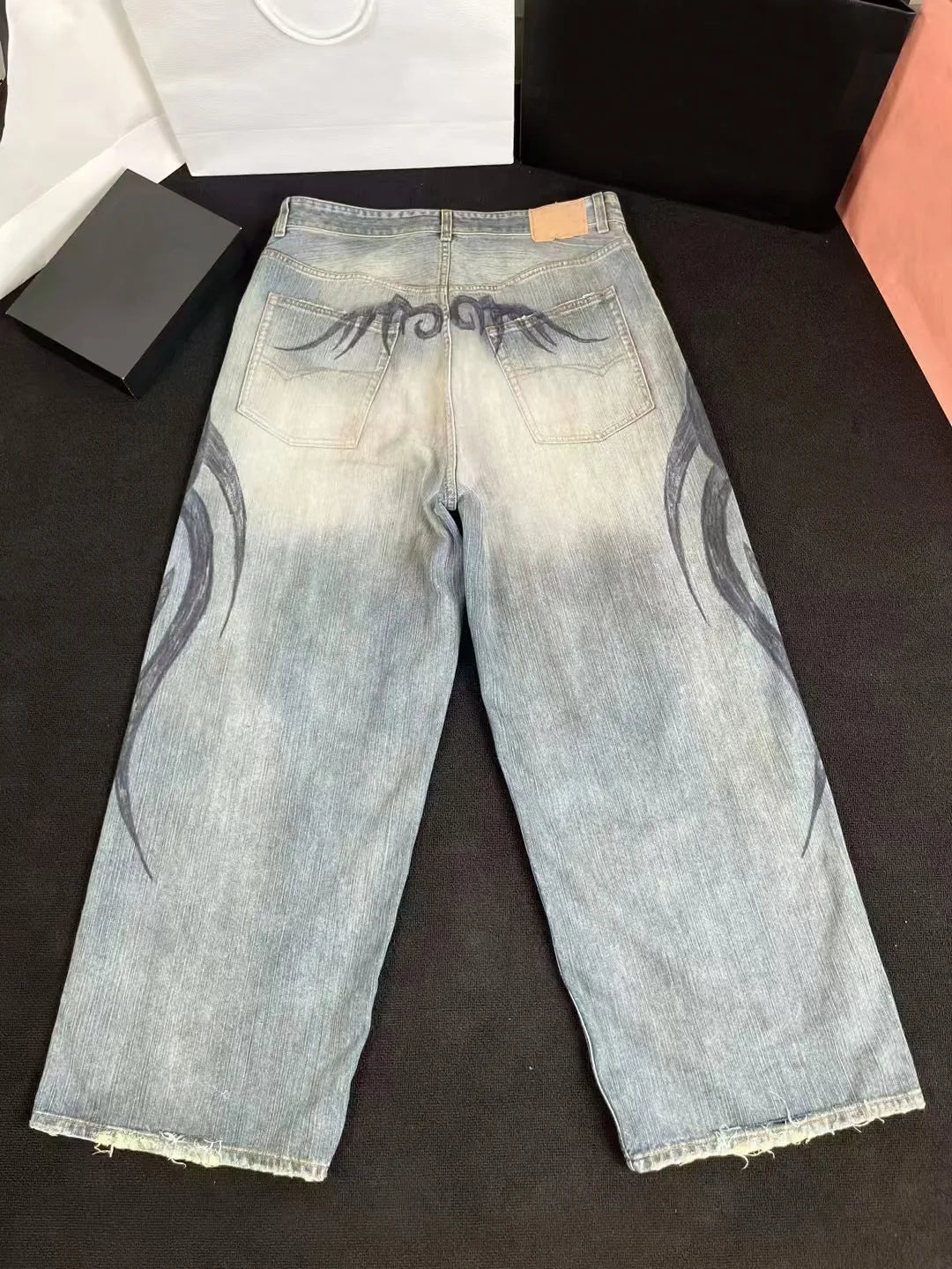 Black Candy Chain Straight-Leg Jeans