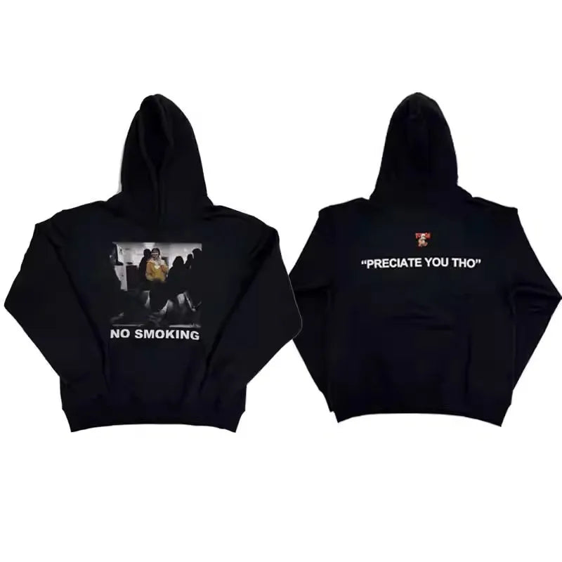 Black Smoking Preciate Graphic Hoodie