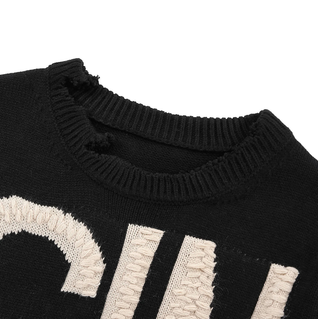 Sin Youth Black Knit Graphic Sweater