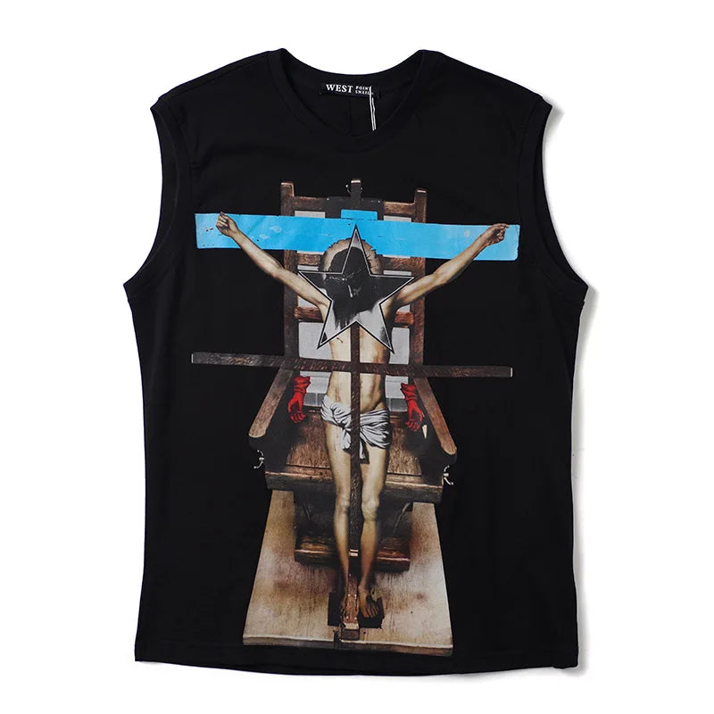 Black Jesus Cross Star Graphic Tank