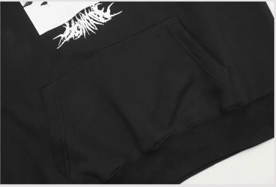 Black Statement Bold Artwork Graphic Hoodie