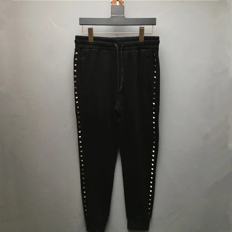 Black Side Metal Rivets Cargo Pants