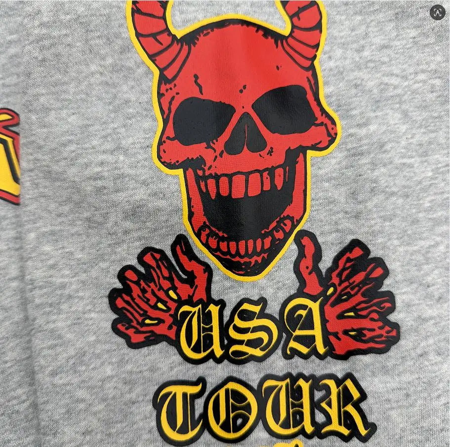 Psykotic Skull Grey USA Graphic Hoodie