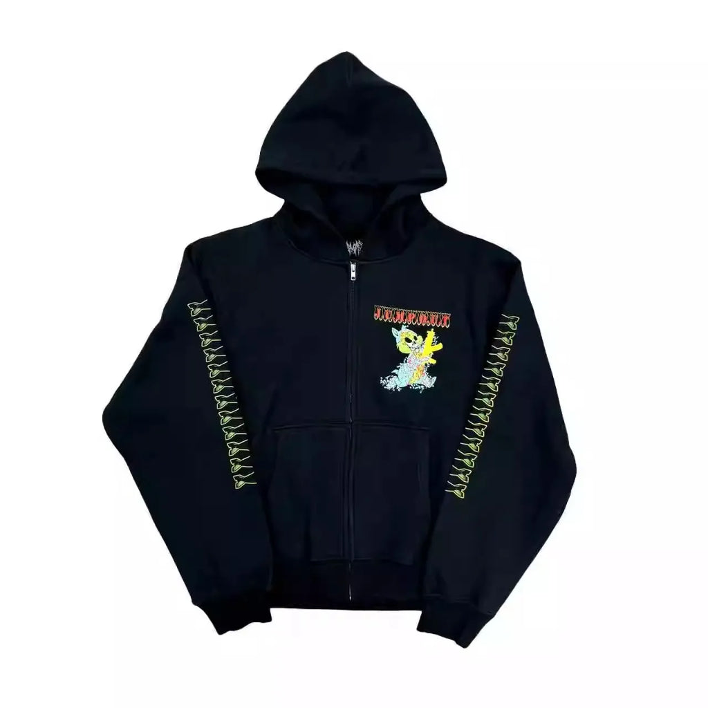 Black Bunny Gun Jumpout Graphic Hoodie