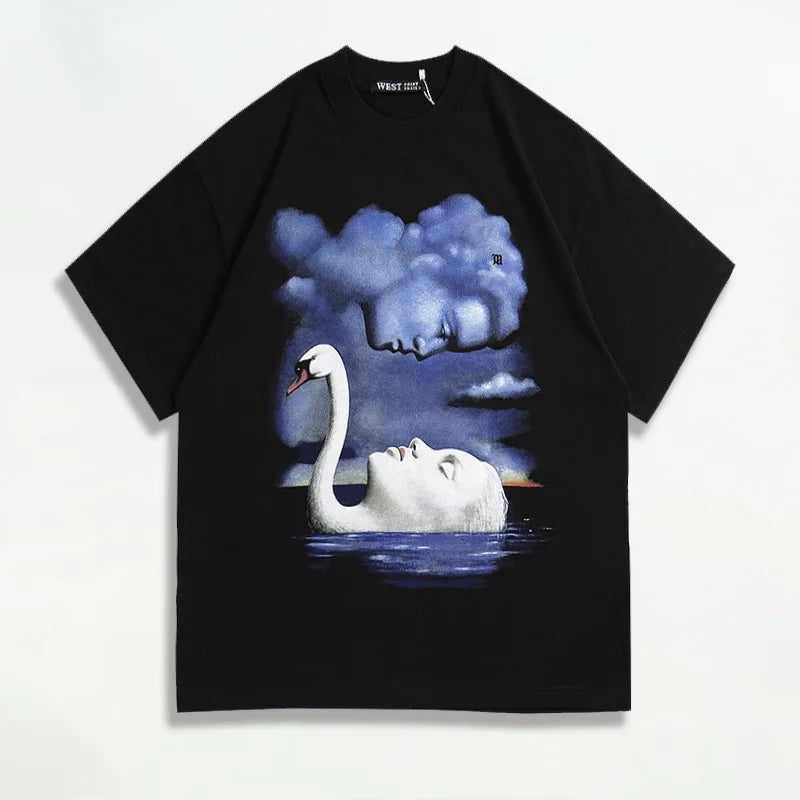 Black Swan Face Reflection Graphic Tee