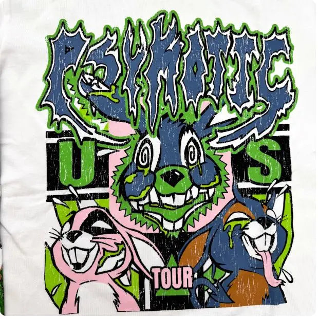White Psykotic Bunny Longsleeves Graphic Tee