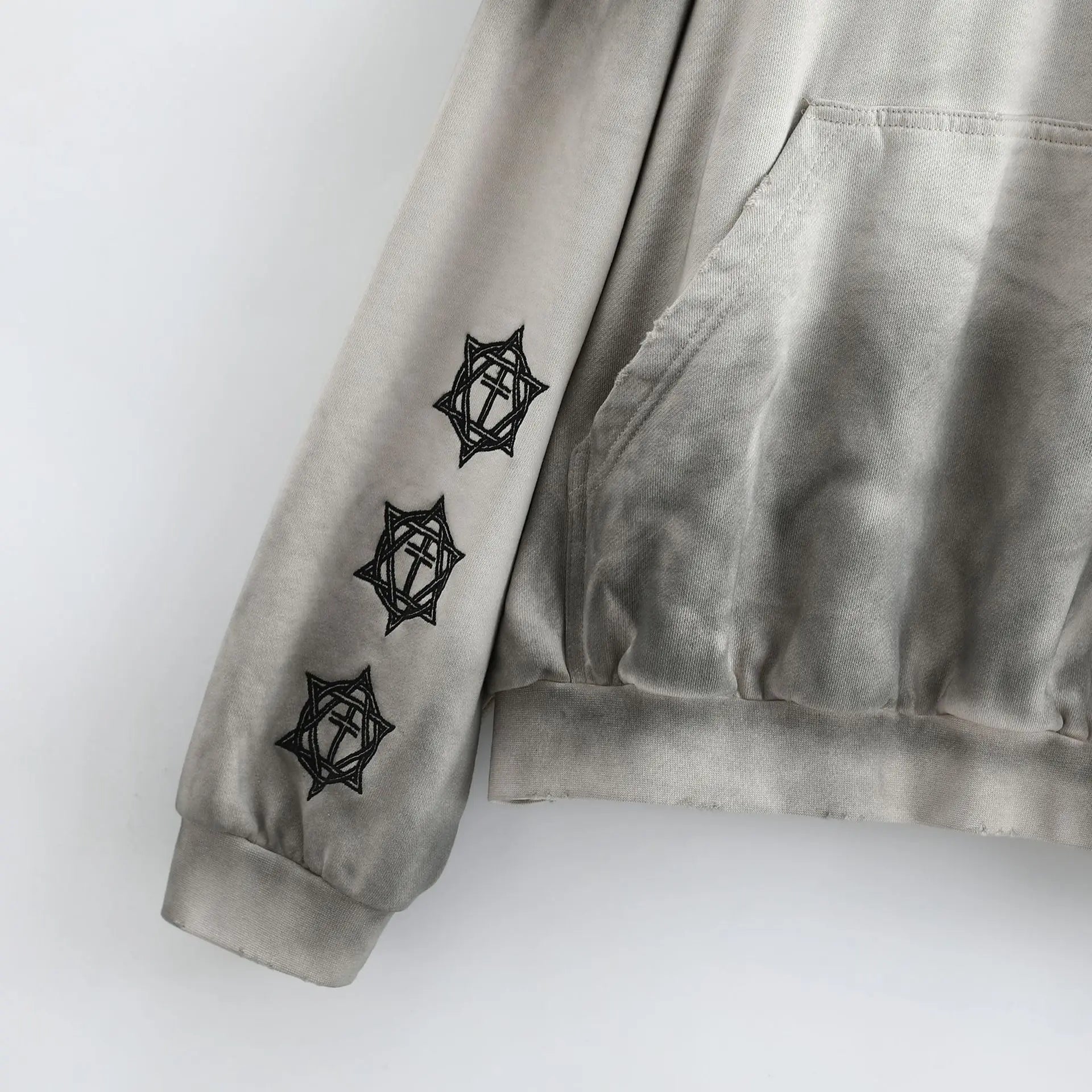 Beige Washed Graphic Hoodie