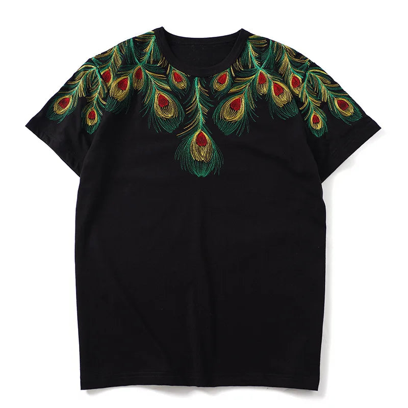 Black Peacock Feather Punk Graphic Tee