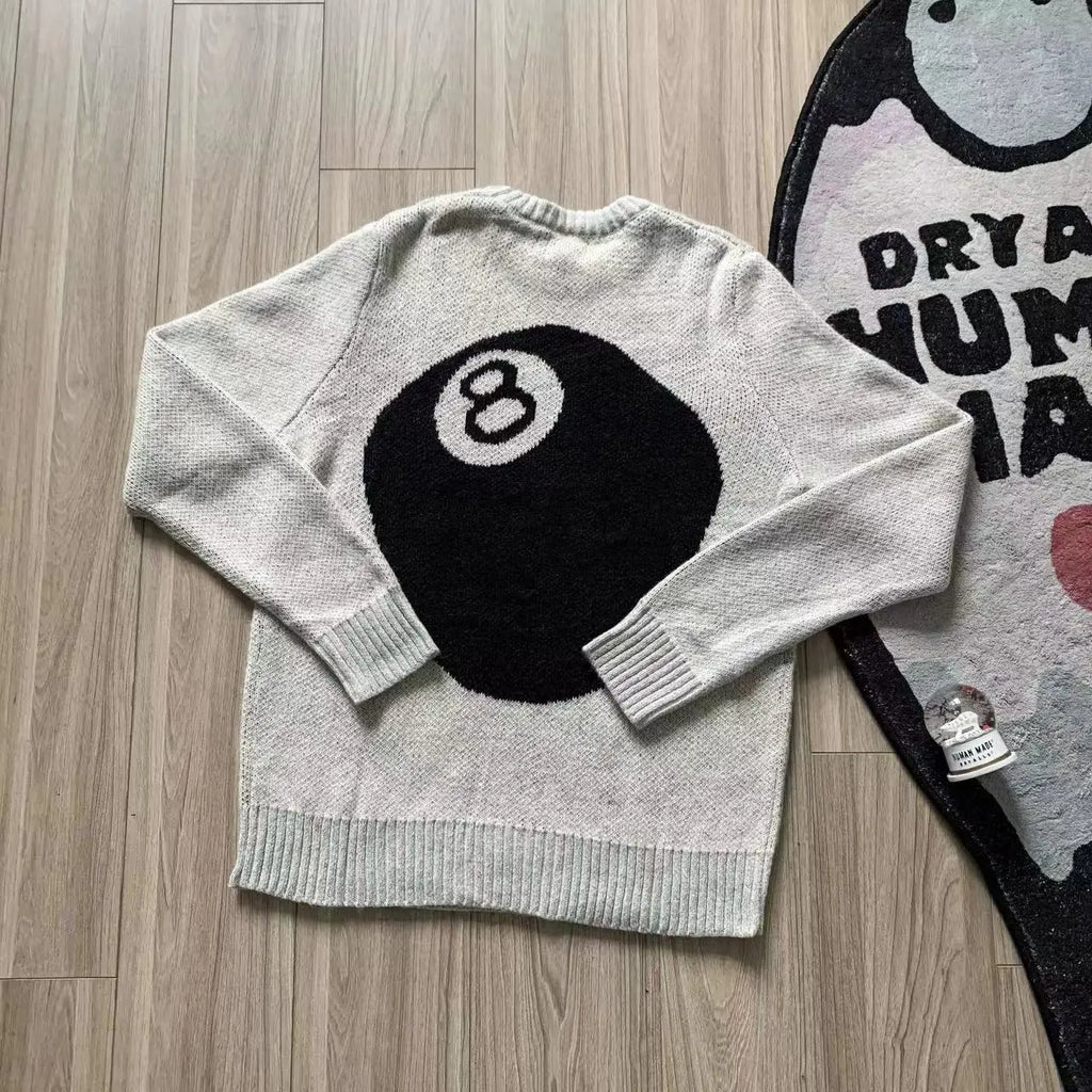 Billiards Black Eight Mohair Graphic Sweater