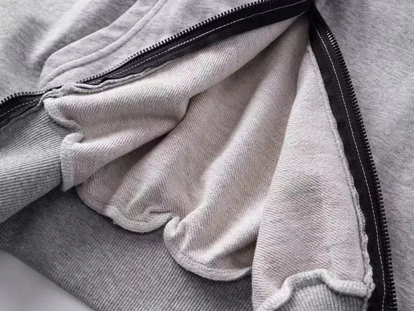 Army Grey Graphic Zip Hoodie