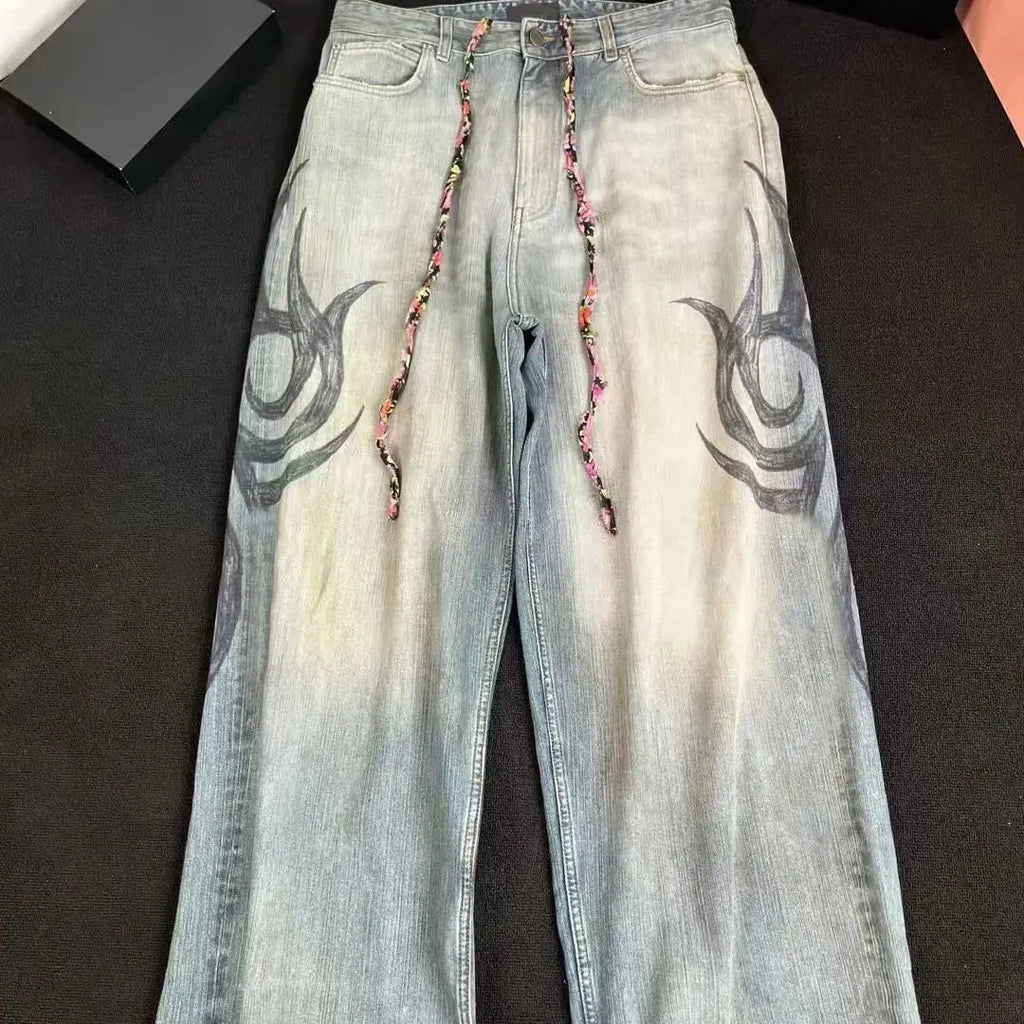 Black Candy Chain Straight-Leg Jeans