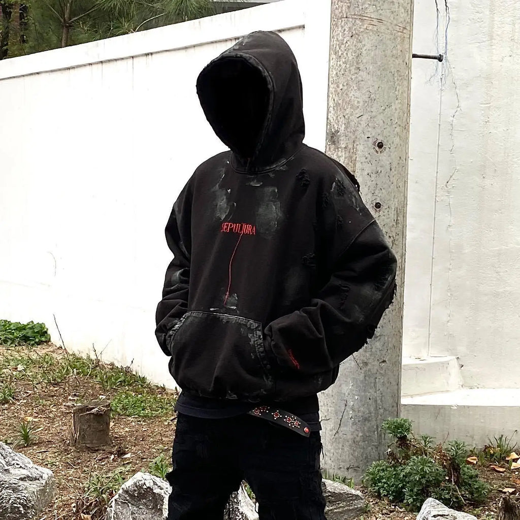 Beige Wash Graphic Hoodie