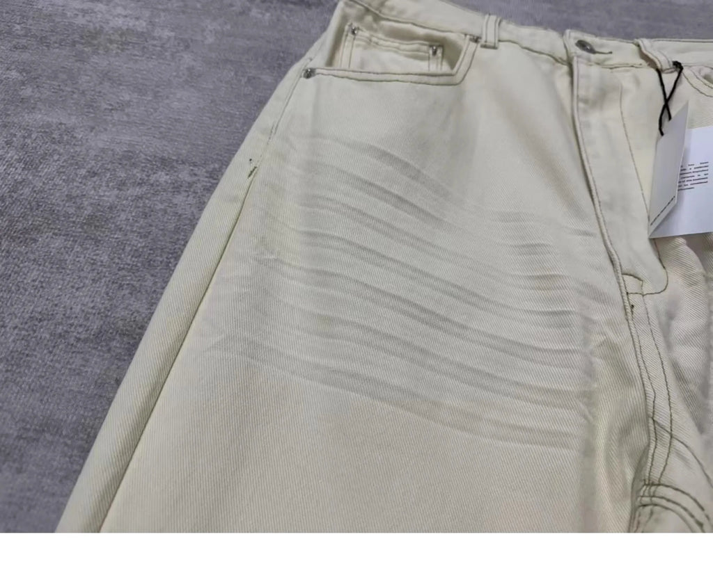 Gray Sand Straight-Leg Jeans