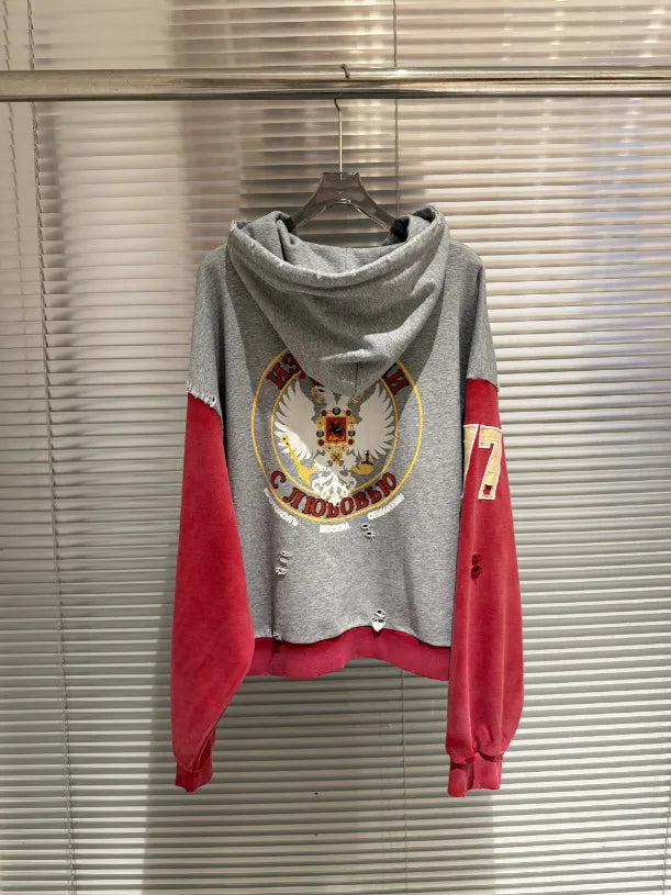 Beige Statement Graphic Hoodie