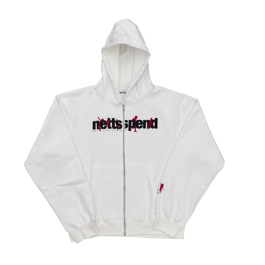 White Hot Euro Graphic Zip Hoodie